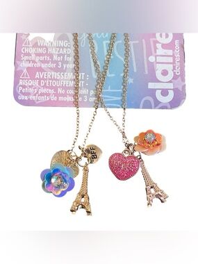 Claire's BFF Necklace Set Paris Theme